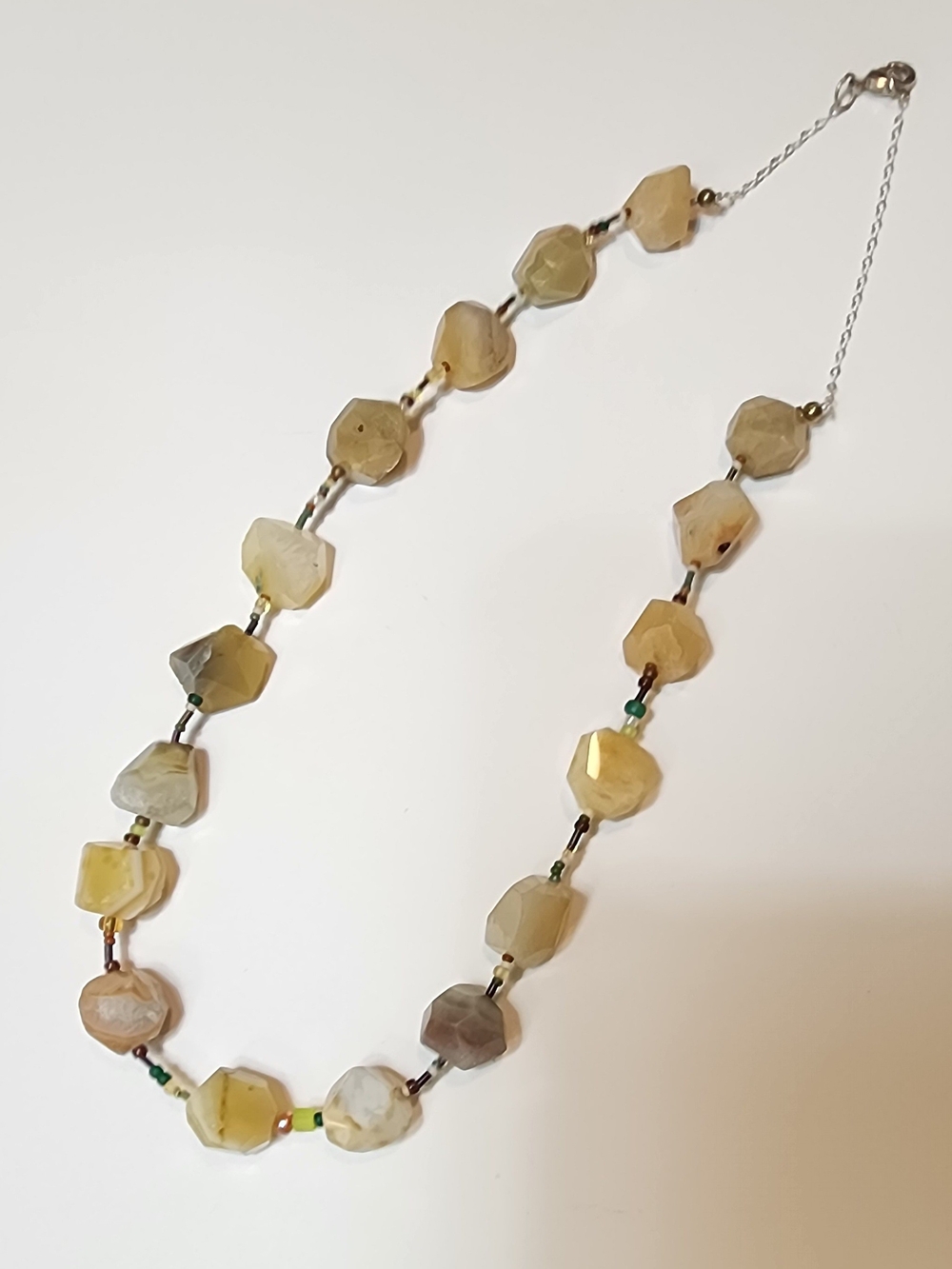 Faceted Yellow Agate Bead Necklace with Accent Beads